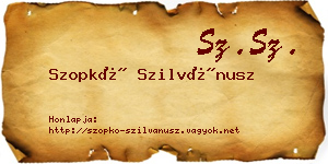 Szopkó Szilvánusz névjegykártya